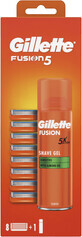 T&#234;te de rasage Gillette Fusion5 pour hommes 8 pi&#232;ces + Gillette Fusion5 Ultra Sensitive 200ml 9 pi&#232;ces