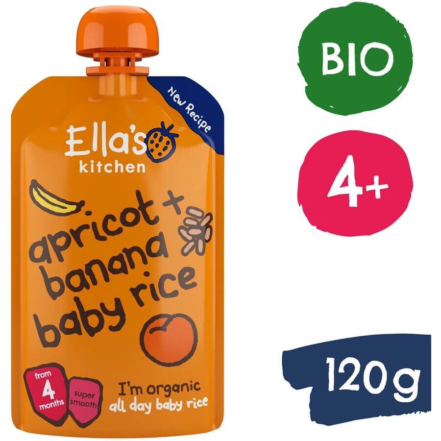 Ella's Kitchen Riz pour bébé bio avec bananes et abricots 120 g