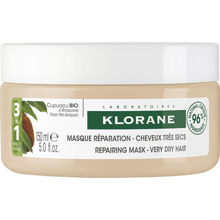 Klorane Mască hrănitoare și reparatoare cu unt de Cupuaçu organic - pentru păr foarte uscat, deteriorat și fragil 150 ml