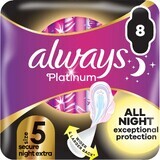 Always Platinum secure Night 8 serviettes hygiéniques supplémentaires avec ailettes