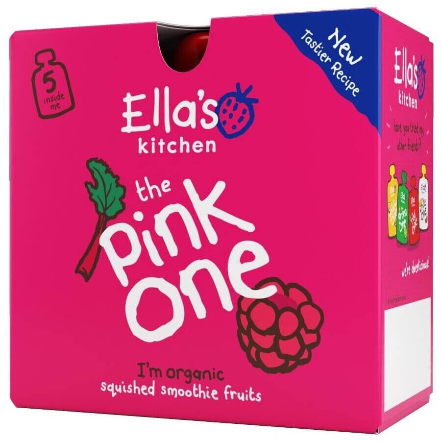 Ella's Kitchen BIO Pink Smoothie à un seul fruit avec fruit du dragon 5 x 90 g