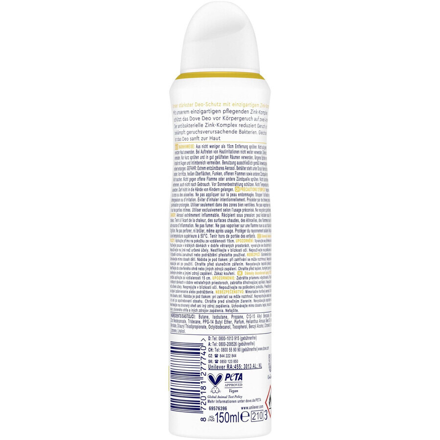 Dove 0% ALU Spray deodorant cu citrice și piersici 150 ml