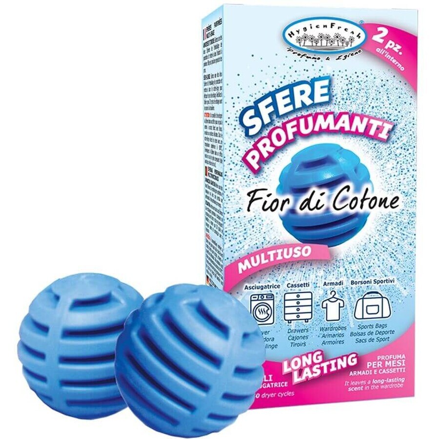 HygienFresh Boules parfumées multifonctionnelles Fleurs de coton 2 pcs