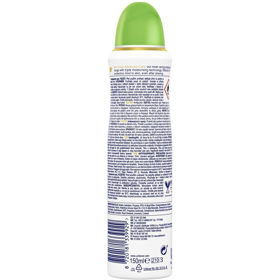 Antitranspirant-Spray Dove Advanced care go fresh Gurke und Tee 150 ml