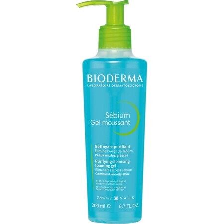 Bioderma Sébium Schäumendes Gel Reinigungsgel für Mischhaut und fettige Haut 200 ml