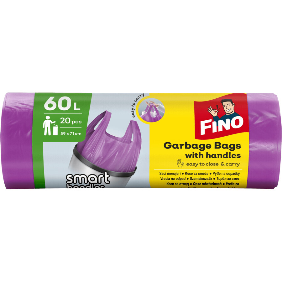 Fino Color Saci de gunoi cu mânere violet 20 x 60 l