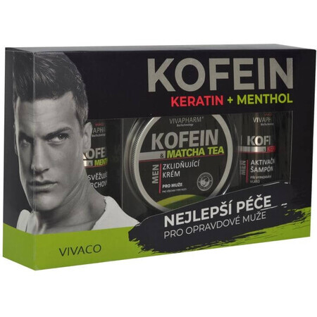 Vivapharm CAFFEINE & MENTHOL cosmétique paquet cadeau pour hommes en emballage papier 3 pcs