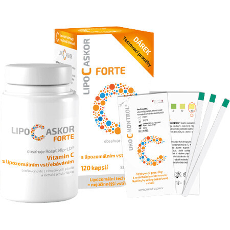 Lipo C Ascor Forte vitamine C avec bandes de test d'absorption liposomale 4 pcs + 120 gélules