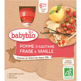 Babybio doypack apple, strawberry, vanilla 4 x 90 g