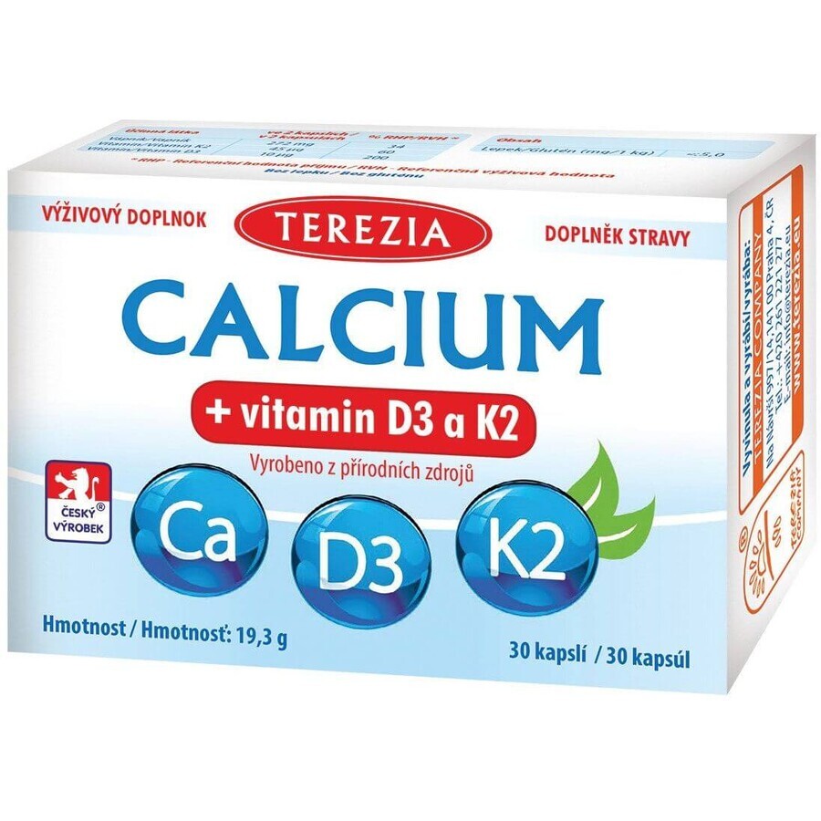 Terezia Calciu + vitamina D3 și K2 30 capsule