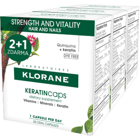 Klorane KERATINcaps Forza e vitalità, capelli e unghie 3 x 30 capsule molli