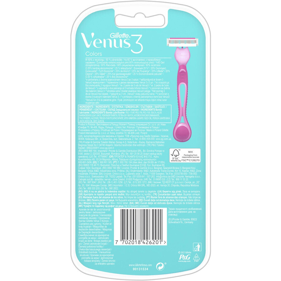 Gillette Venus Simply Venus3 Rasoir jetable Multicolore 6 pcs