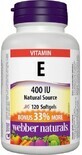 Webber Naturals Vitamine E 400 IU source naturelle BONUS 120 g&#233;lules