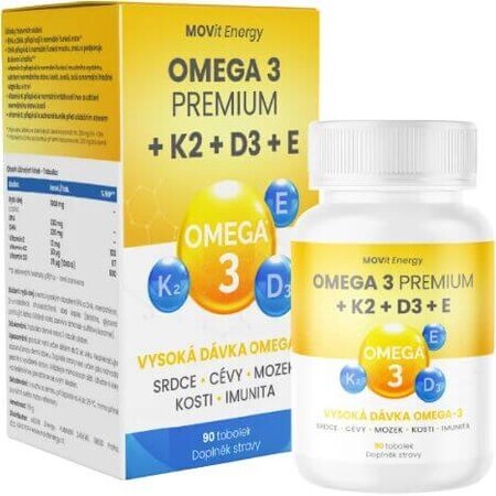 Movit Energy MOVit Omega 3+K2+D3+E Premium 90 pièces