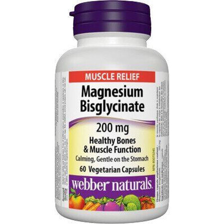 Webber Naturals Magnésium Bisglycinate 200mg, 60 gélules