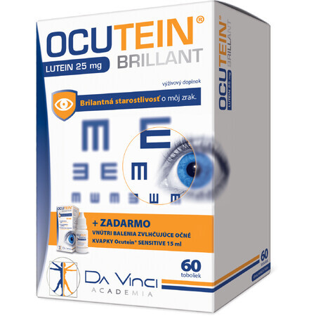 Ocutein BRILLANT Luteína 25 mg - DA VINCI 60 cápsulas + Colirio Sensitive 15 ml gratis