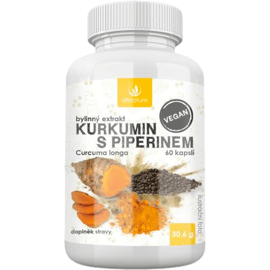 Allnature Curcumin cu piperină extract din plante 60 capsule