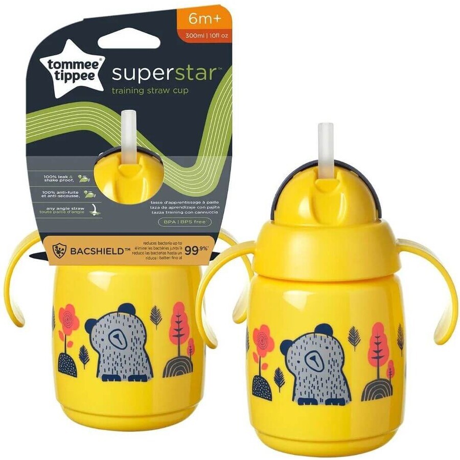 Tommee Tippee Superstar, 6m+, niet-uitlopende beker, geel 300 ml