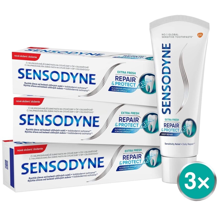 Sensodyne Repair & Protect extra fresh toothpaste 3 x 75 ml