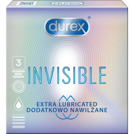 Durex Invisible Extra Preservativi lubrificati Invisible Extra 3 pz.