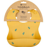 Petite&Mars Silicone bib Take&Match Ochre Cacti Ochre 6m+