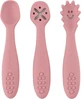 Petite&Mars Set de linguri de antrenament din silicon Take&Match Dusty Rose 6m+ 3 buc
