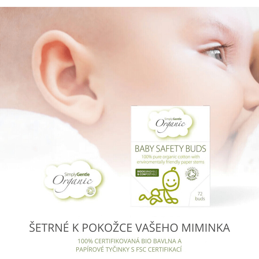 Simply Gentle Buds - Boccioli di cotone biologico per bambini 72 pz.