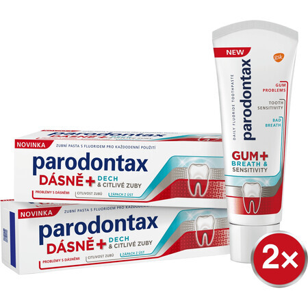 Parodontax Dentifricio per gengive + alito e sensibilità 2 x 75 ml