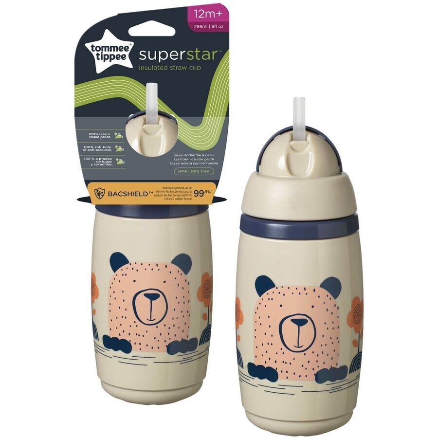 Tommee Tippee Superstar, 12m+, grau 266 ml, tropffreier Sportbecher