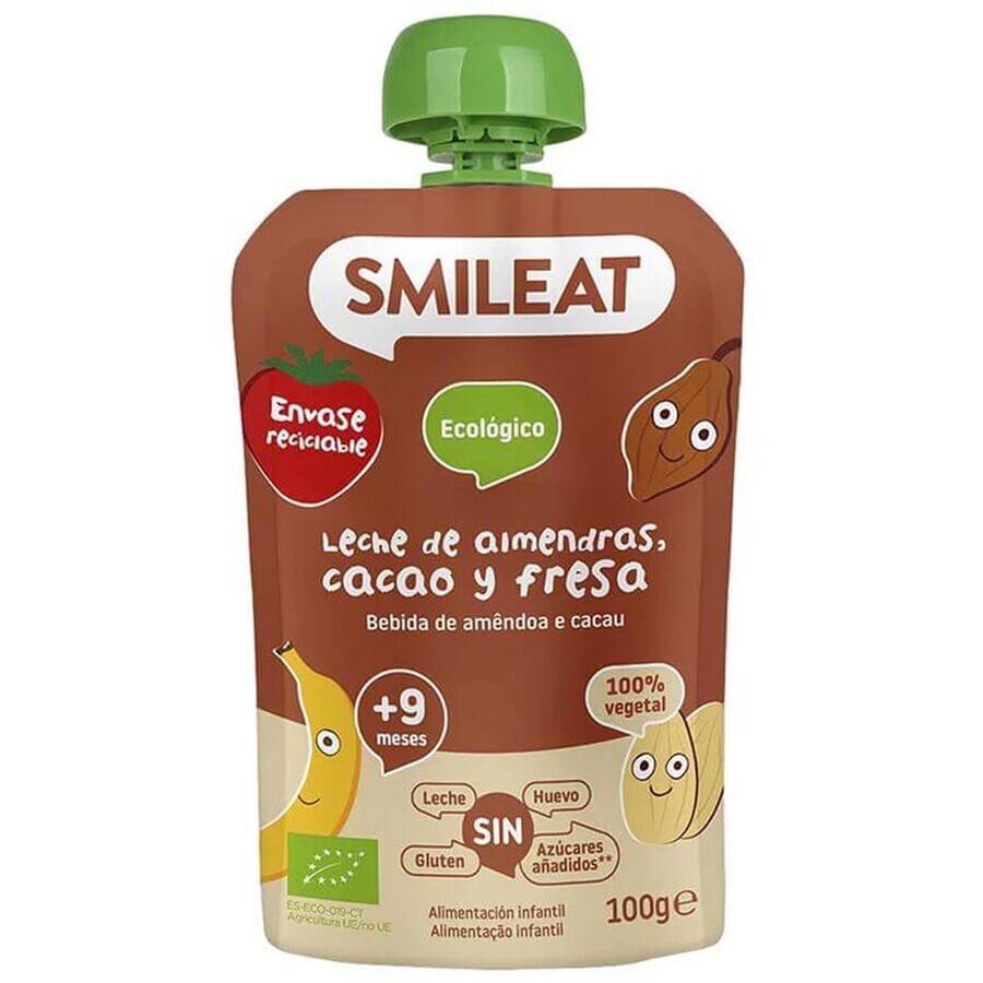 Smileat Sachet de lait d'amande, de pomme, de banane, de fraise, de riz et de cacao bio 9M+ 100 g