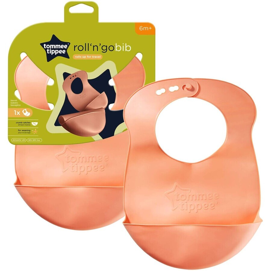 Tommee Tippee baby bib, 6m+, verde sau portocaliu