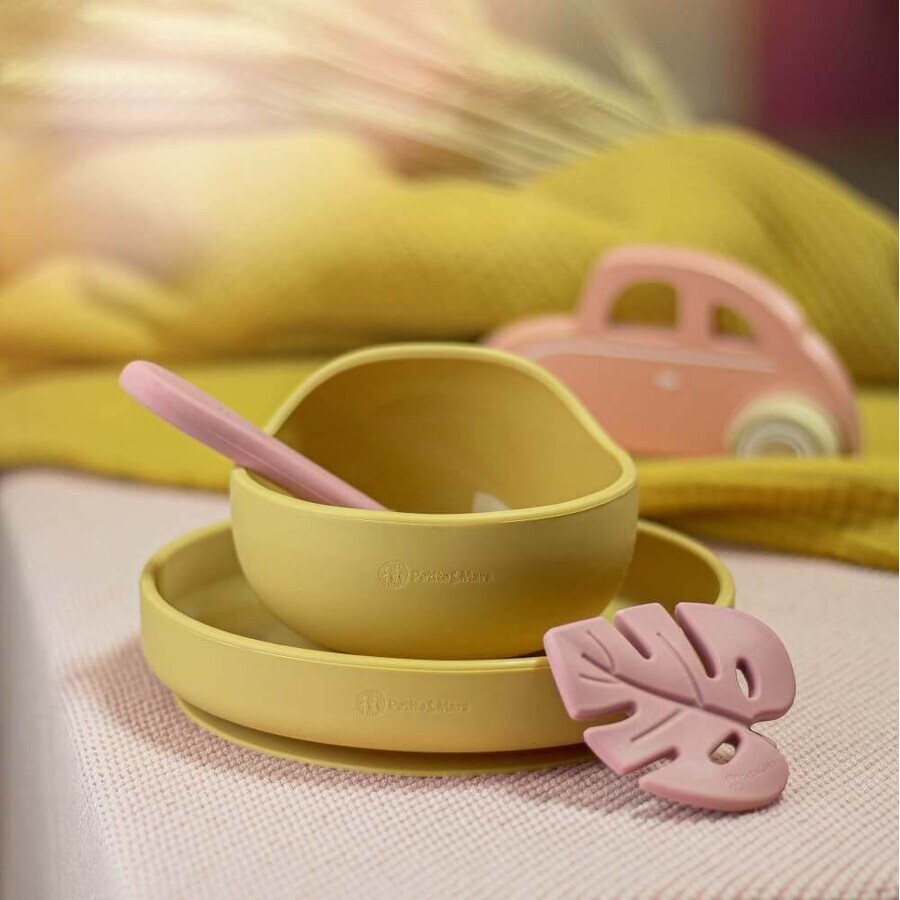 Petite&Mars Silicone bowl with suction cup TAKE&MATCH Intense ochre 6m+ 350 ml