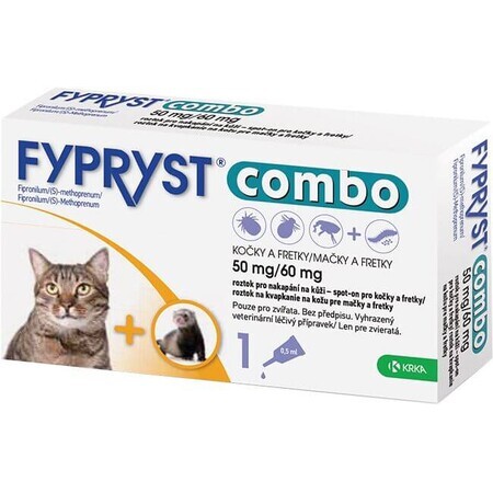 Fypryst Combo 50 mg/60 mg Oplossing voor aanbrengen op de huid voor katten en fretten 0,5 ml