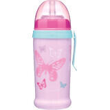 Canpol babies Bouteille de sport sans déversement avec paille en silicone Butterfly Pink 350 ml