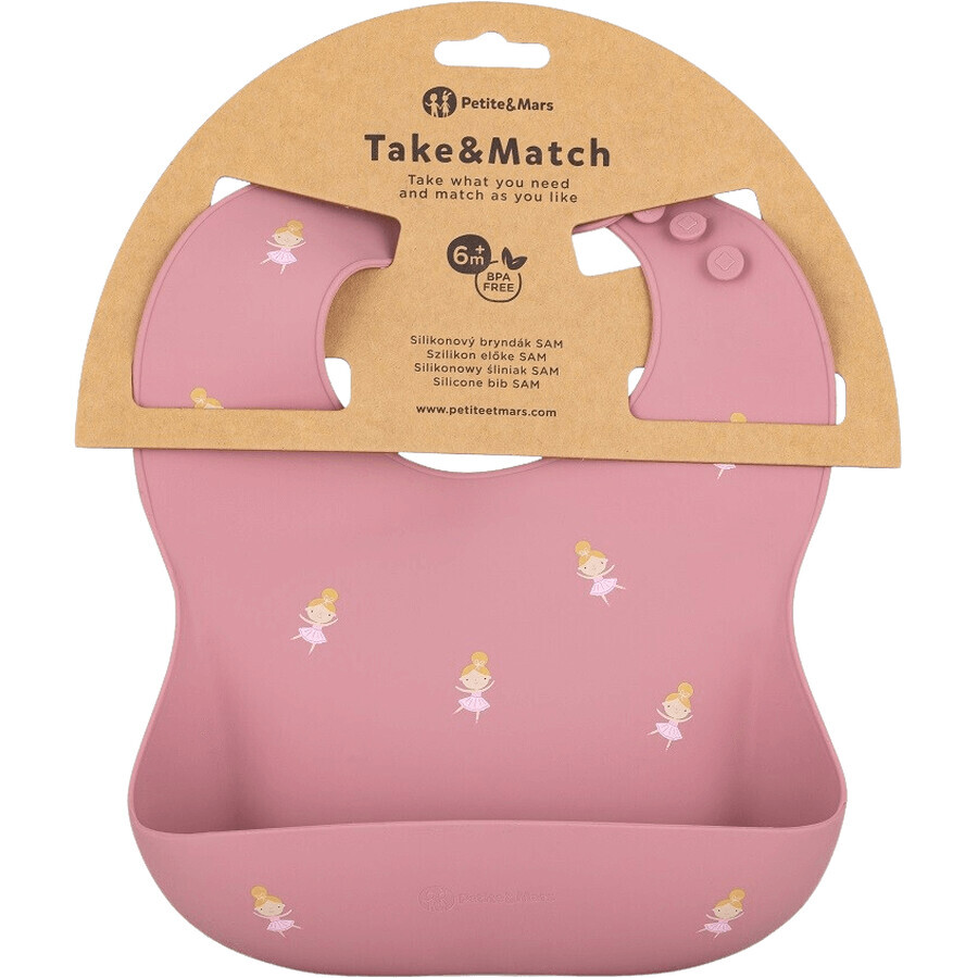 Petite&Mars Silicone bib Take&Match Rose Princesses 6m+