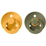 Fopspenen van natuurrubber BIBS Colour, maat 2, Honey Bee/Olive 2 stuks