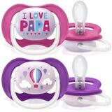 Philips Avent Ultra air text fopspeen 6-18m meisje 2 stuks