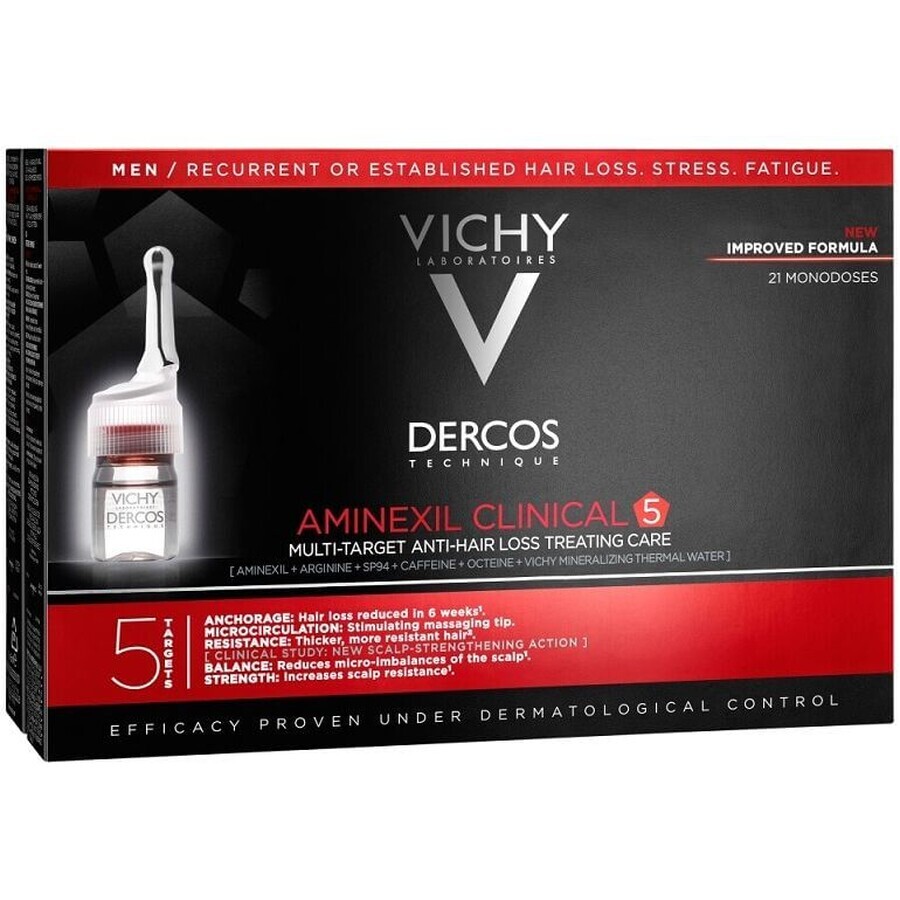 Vichy Dercos Aminexil Clinical 5 pentru bărbați 21 x 6 ml