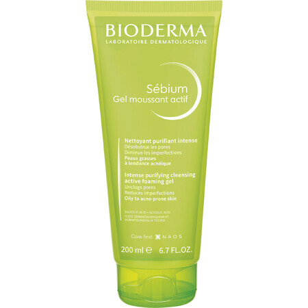 Bioderma Sébium Gel moussant actif gel nettoyant pour peaux grasses et acnéiques 200 ml