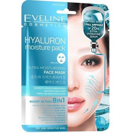 Eveline Cosmetics Hyaluron Moisturizing Sheet Mask Hyaluron 20 ml