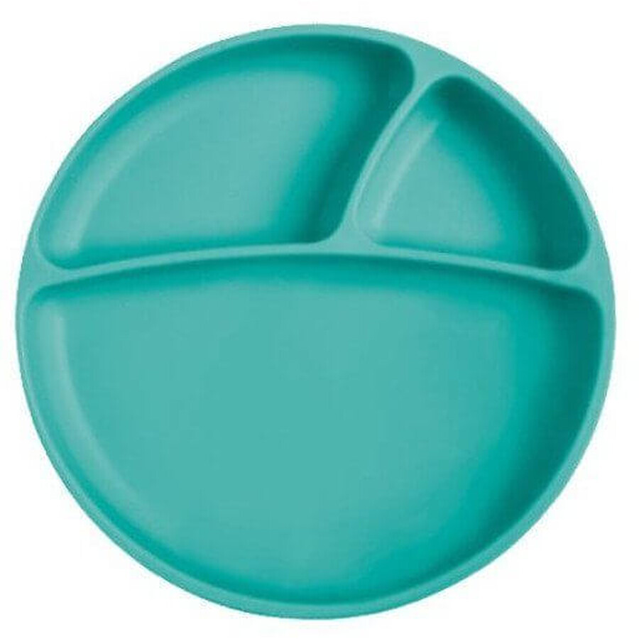 Minikoioi Assiette fendue en silicone avec ventouse - vert