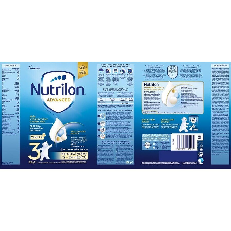 Nutrilon 3 Advanced Vanilla infant formula 800 g