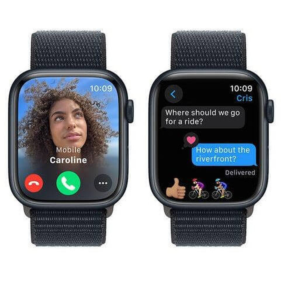 Apple Watch Series 9 GPS Boîtier en aluminium de 45 mm avec bracelet sport, minuit minuit