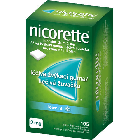 Nicorette Icemint Gum 2mg chewing-gum médicinal 105 pièces