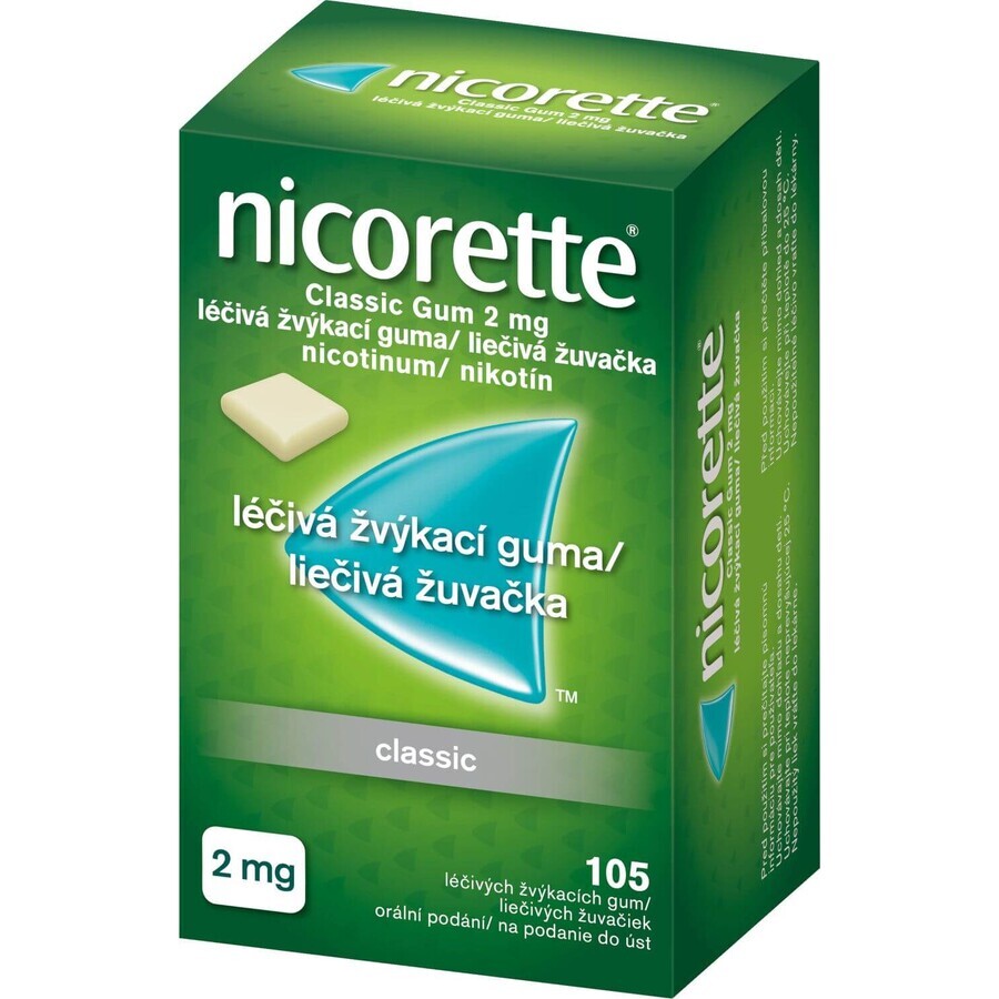 Nicorette® Classic Gum 2 mg, gomma da masticare medicinale 105 pezzi