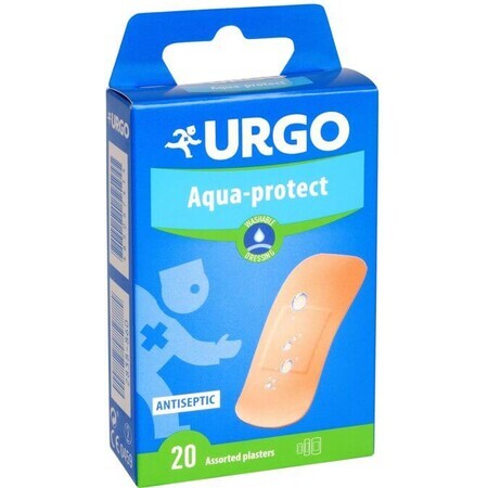 Urgo Aqua-protect Plastique antiseptique, lavable, 3 tailles 20 pcs