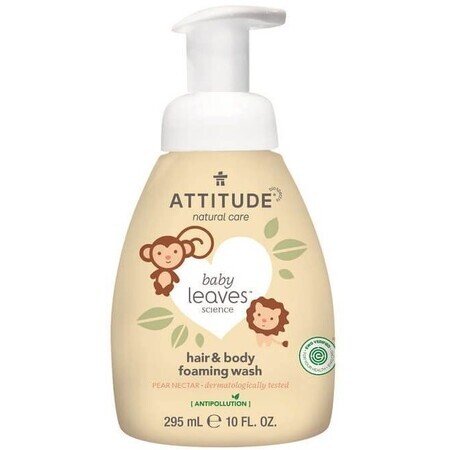 Attitude Baby Leaves Baby Shower Foam (2in1) avec arôme de jus de poire 295 ml