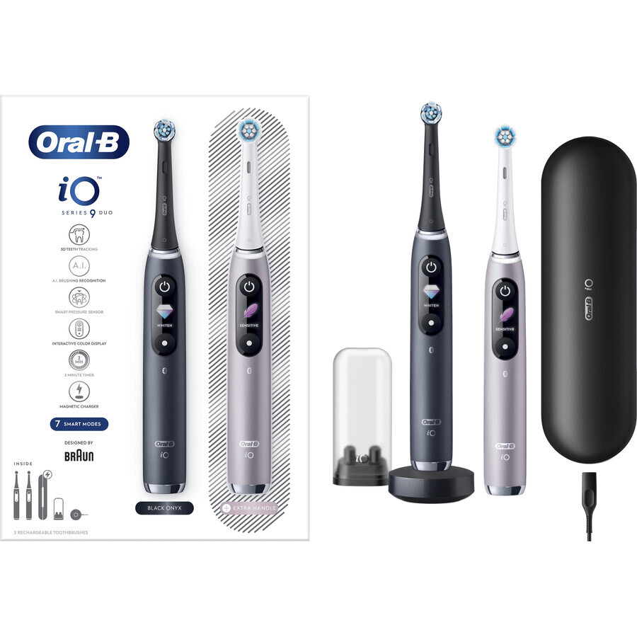 Oral-B EL.ZK Duo iO iO Serie 9 Schwarz&Rose + Halter + Reisetasche