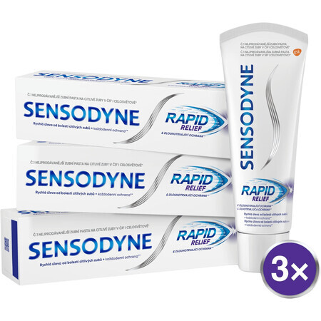 Sensodyne Dentifrice pour dents sensibles Rapid 3 x 75 ml