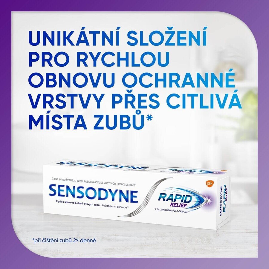 Sensodyne Dentifrice pour dents sensibles Rapid 3 x 75 ml